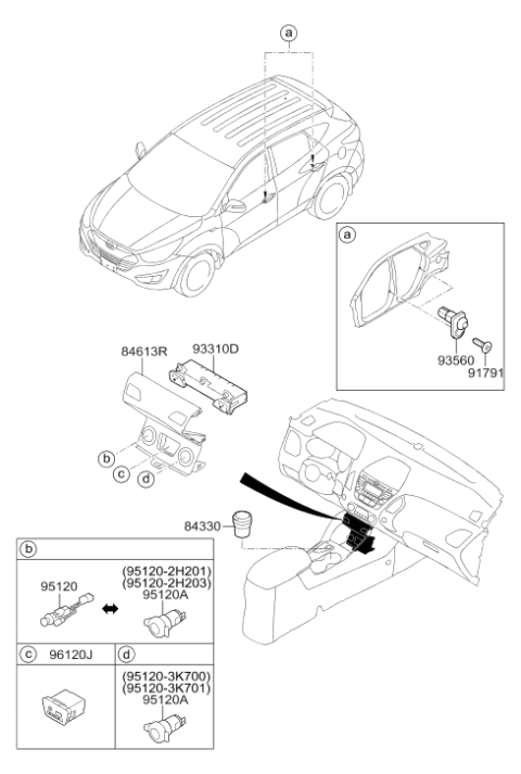 2009 Hyundai Tucson Ashtray Assembly Diagram for 84550-2K000-TAN
