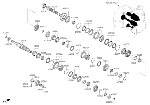 2009 Hyundai Tucson Ring-Synchronizer Diagram for 43374-39010