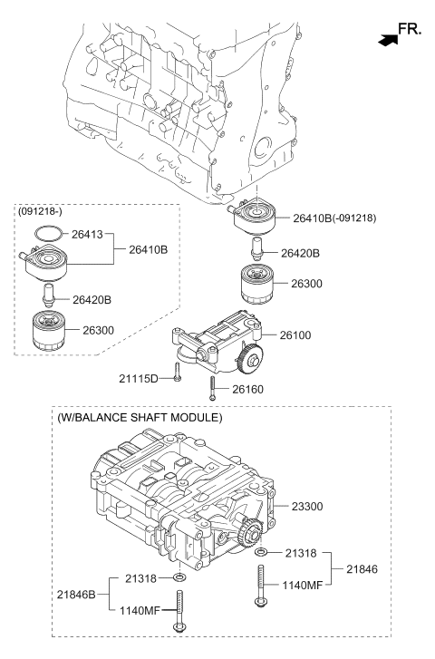 2013 Hyundai Tucson Oil Pump Assembly Diagram for 21310-2G011