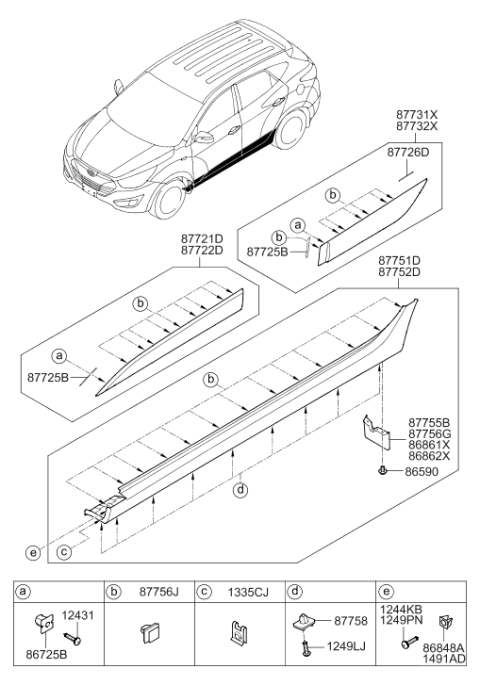 2010 Hyundai Tucson Garnish Assembly-Front Door Side,LH Diagram for 87721-2S000