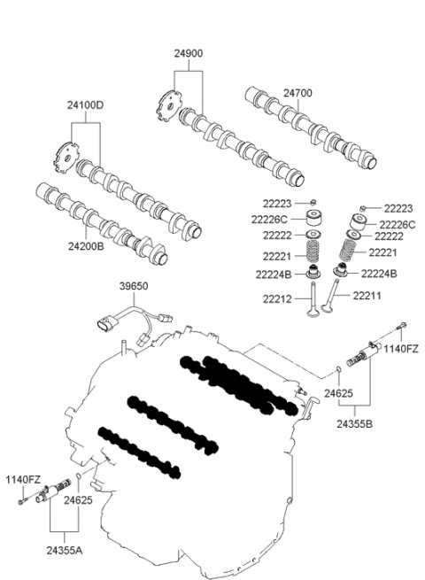 2007 Hyundai Sonata Old Body Style Camshaft & Valve Diagram 2