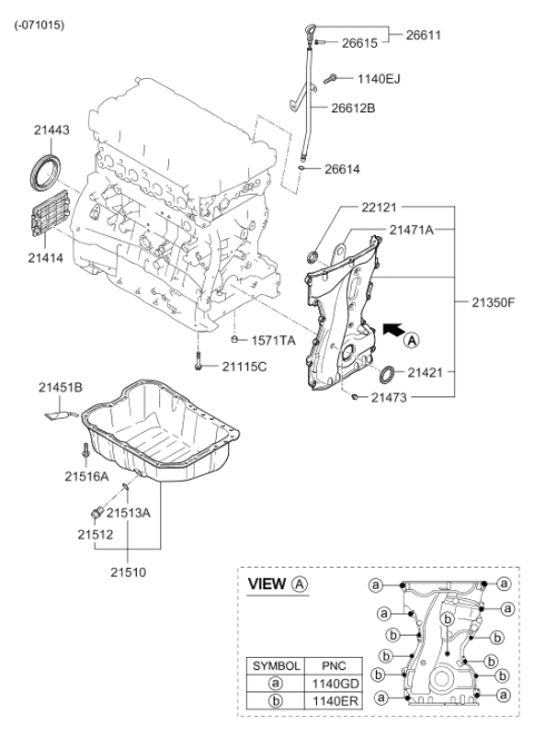 2007 Hyundai Sonata Timing Chain Cover Assembly Diagram for 21350-25001