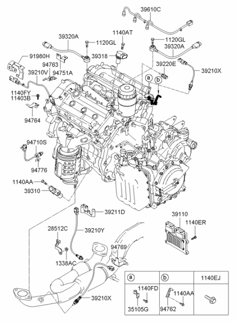 2007 Hyundai Sonata Engine Control Module Unit Diagram for 39110-25113