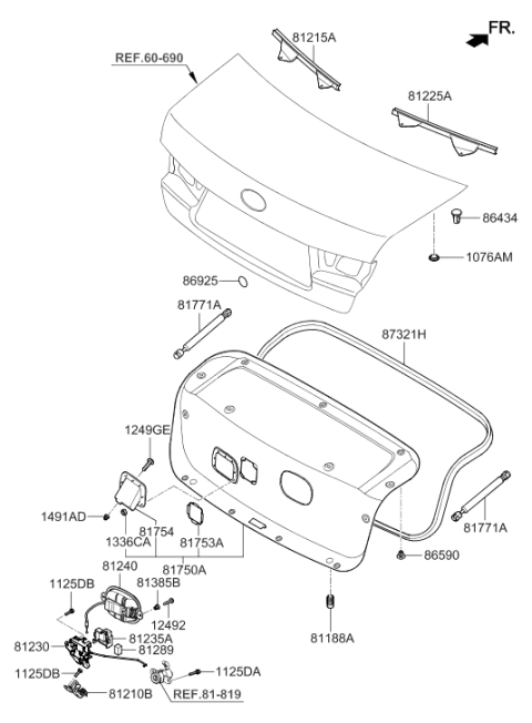 2007 Hyundai Sonata Latch Cover-Anti Theft Trunk Lid Diagram for 81235-3K000