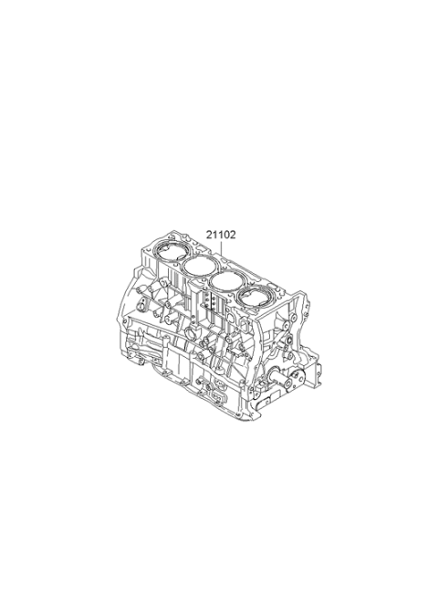 2007 Hyundai Sonata [Reman] Engine Assembly Short Diagram for 21102-25I00-HRM