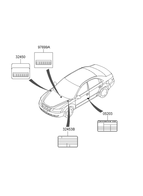 2007 Hyundai Sonata Label Emission Control Diagram for 32450-3C004