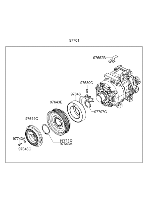 2007 Hyundai Sonata Remanufacture A/C Compressor Diagram for 97701-3K220-RM