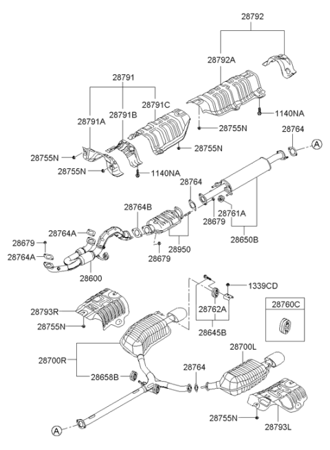2007 Hyundai Sonata Hanger Diagram for 28761-3K000