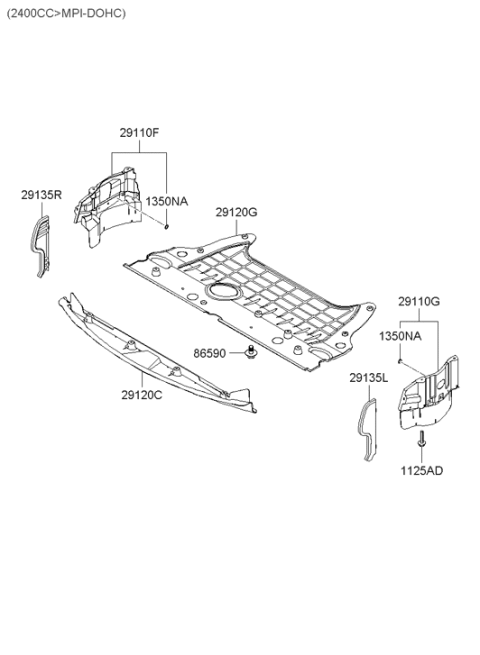 2007 Hyundai Sonata Cover Assembly-Engine Under Diagram for 29120-3K200