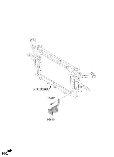 2022 Hyundai Kona Electric Low Pitch Horn Assembly Diagram for 96611-CM500