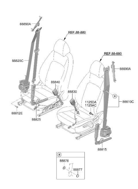 2022 Hyundai Kona Electric Front Left Seat Belt Assembly Diagram for 88810-K4500-TRY