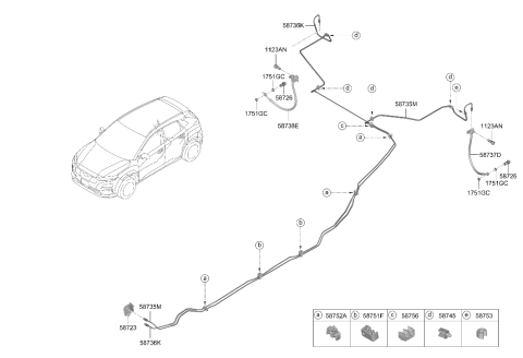 2023 Hyundai Kona Electric Brake Fluid Line Clip Diagram for 58752-2J300