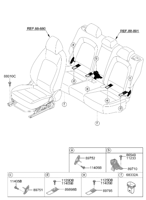 2022 Hyundai Kona Electric Bracket Assembly-Rear Seat Lower Side Diagram for 89752-J9000