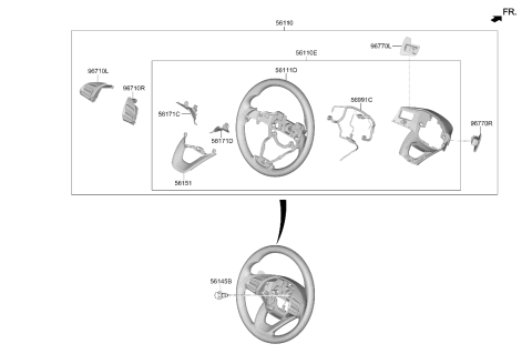 2022 Hyundai Kona Electric Steering Wheel Body Diagram for 56120-J9000-TRY