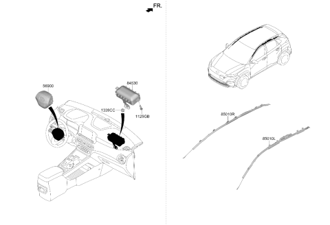 2022 Hyundai Kona Electric Right Hand Curtain Air Bag Module Diagram for 80420-J9500