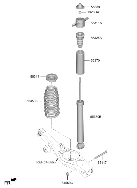 2022 Hyundai Kona Electric Rear Spring Diagram for 55330-K4000