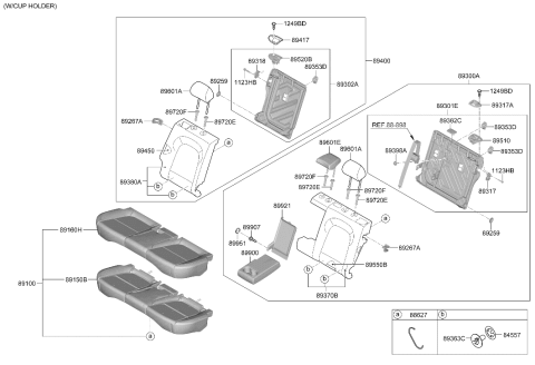 2022 Hyundai Kona Electric Rear Seat Center Headrest Assembly Diagram for 89730-J9100-PUR
