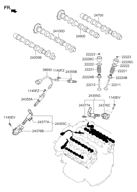 2013 Hyundai Genesis Coupe Intake Camshaft Assembly Left Hand Diagram for 24100-3CBK0