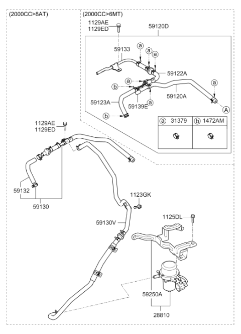 2013 Hyundai Genesis Coupe Vacuum Hose Assembly Diagram for 59130-2M870