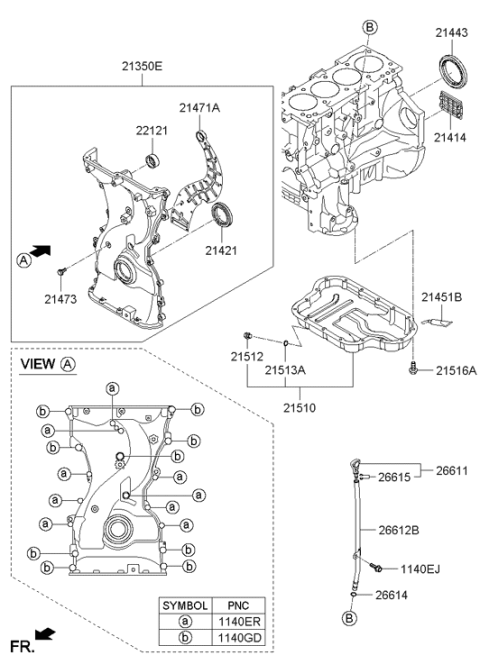 2013 Hyundai Genesis Coupe Belt Cover & Oil Pan Diagram 2