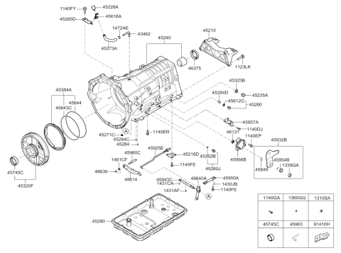 2013 Hyundai Genesis Coupe Transaxle Mounting Bracket Assembly Diagram for 45210-4F150