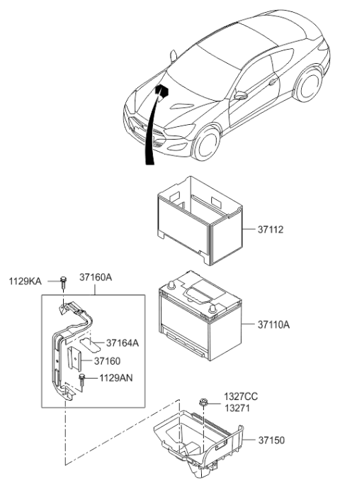 2013 Hyundai Genesis Coupe Battery Assembly Diagram for 37110-2M640