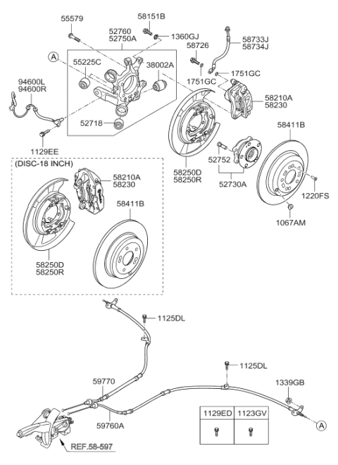 2012 Hyundai Genesis Coupe Rear Wheel Hub And Bearing Assembly Diagram for 52730-2M050