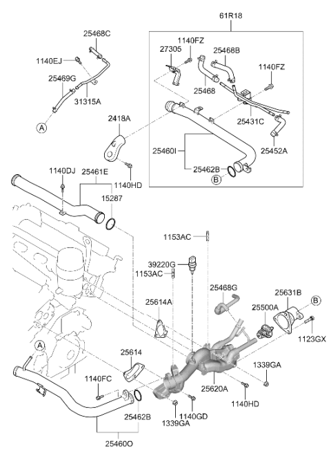 2015 Hyundai Genesis Coupe Ring O Diagram for 25462-21010