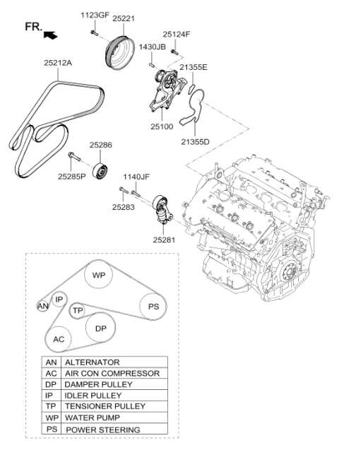 2013 Hyundai Genesis Coupe Gasket-Water Pump,LH Diagram for 21355-3C530