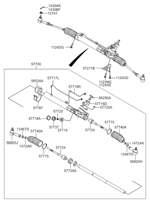 2016 Hyundai Genesis Coupe Power Steering Gear & Linkage Assembly Diagram for 57700-2M201