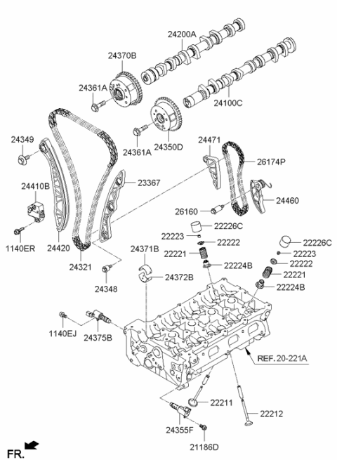2013 Hyundai Genesis Coupe Chain-Oil Pump Diagram for 24322-2C000