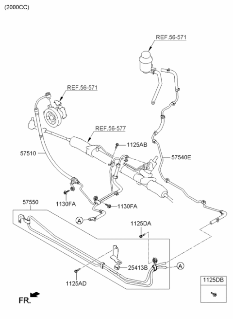 2016 Hyundai Genesis Coupe Power Steering Oil Pressure Hose Assembly Diagram for 57510-2M300