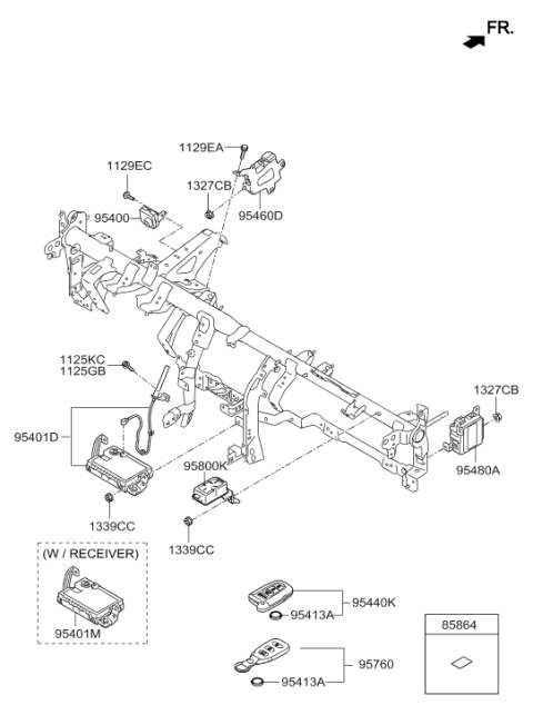 2012 Hyundai Genesis Coupe Key Fob Transponder Smart Key Diagram for 95440-2M420