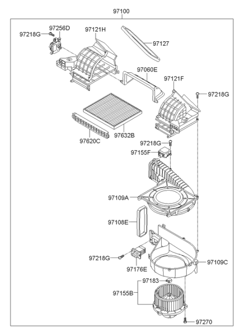 2016 Hyundai Genesis Coupe Motor Assembly-Blower Diagram for 97111-1R000