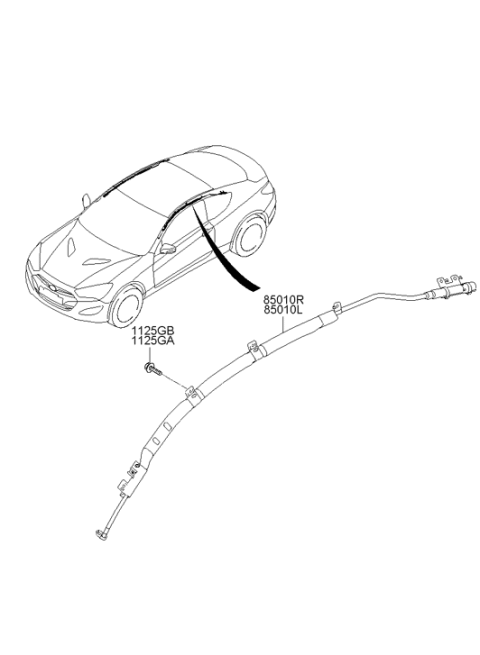 2015 Hyundai Genesis Coupe Left Hand Curtain Air Bag Module Diagram for 85010-2M000