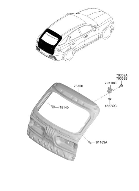 2025 Hyundai Genesis GV70 HINGE ASSY-TAIL GATE Diagram for 72910-AR000