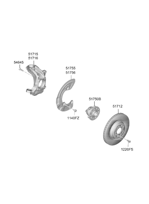 2025 Hyundai Genesis GV70 HUB ASSY-FR WHEEL Diagram for 51730-AR500