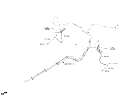 2025 Hyundai Genesis GV70 Korean made Brake Fluid Line Diagram 2
