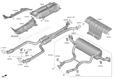 2025 Hyundai Genesis GV70 Korean made Muffler & Exhaust Pipe Diagram 2