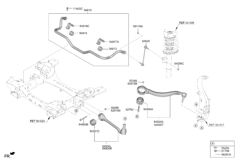 2023 Hyundai Genesis GV70 BUSH-FR LWR ARM"A" Diagram for 54551-AR000