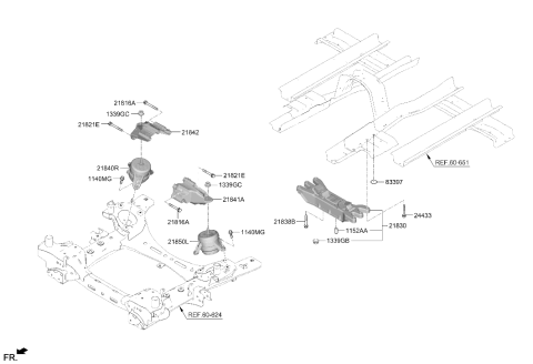 2025 Hyundai Genesis GV70 Korean made Engine & Transaxle Mounting Diagram 2