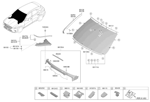 2025 Hyundai Genesis GV70 W/STRIP-HOOD Diagram for 86431-AR000