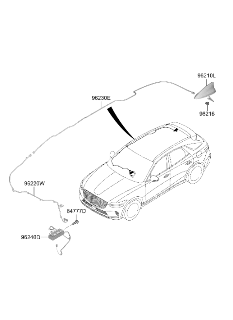 2022 Hyundai Genesis GV70 Combination Antenna Assembly Diagram for 96210-AR050-NRB