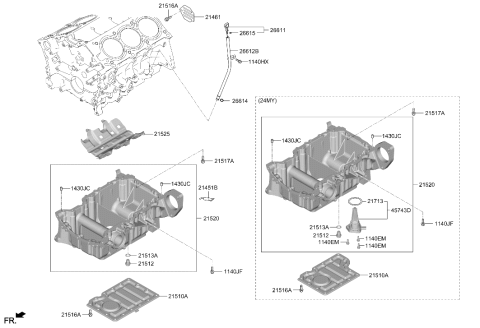 2025 Hyundai Genesis GV70 Korean made Belt Cover & Oil Pan Diagram 4