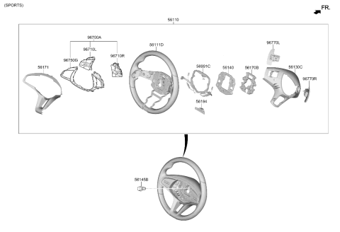 2025 Hyundai Genesis GV70 Korean made Steering Wheel Diagram 2