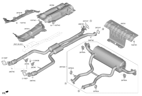 2025 Hyundai Genesis GV70 US made Muffler & Exhaust Pipe Diagram 2