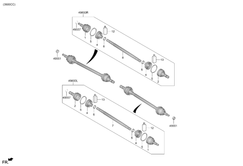 2025 Hyundai Genesis GV70 US made Drive Shaft-Rear Diagram 2