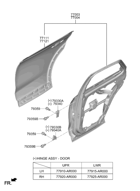 2024 Hyundai Genesis GV70 Rear Door Panel Assembly Left Hand Diagram for 77003-IT000