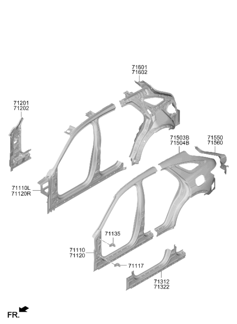 2026 Hyundai Genesis GV70 PANEL ASSY-PILLAR OUTER,RH Diagram for 71120-ITA00