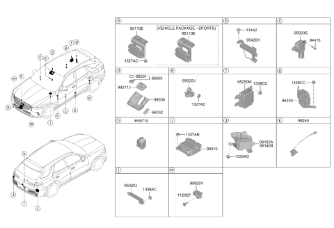 2025 Hyundai Genesis GV70 Antenna Assembly-Smart Key Diagram for 95460-AR100